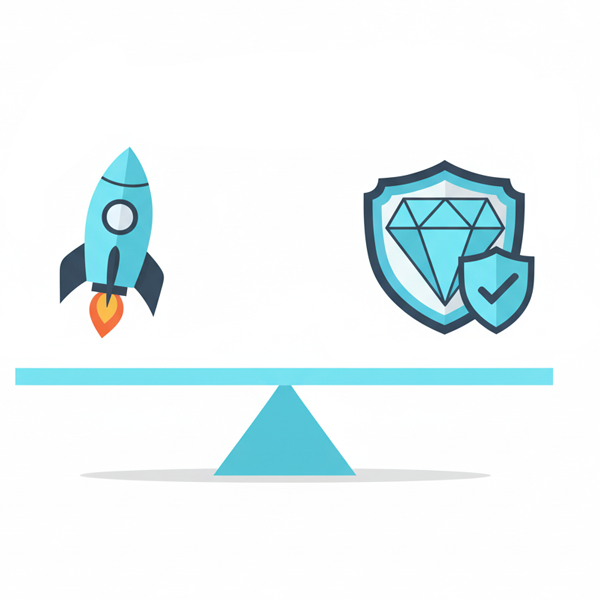 Graphic representing the balance between speed and quality